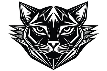 Geometric Panther Head Striking Black and White Art