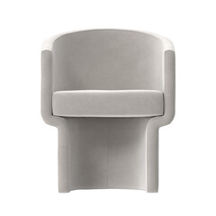 Modern Rounded Armchair, Light Beige Fabric, Front View 3D Render