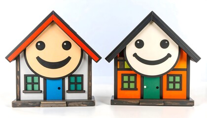 Colorful wooden houses decorative display