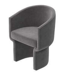 Modern Rounded Armchair, Dark Gray Fabric, Isometric View 3D Render