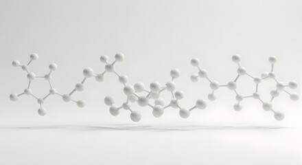 Molecular Structure Depiction with White Spheres and Connections Representing Chemistry Research and Scientific Advances on a Clean White Background