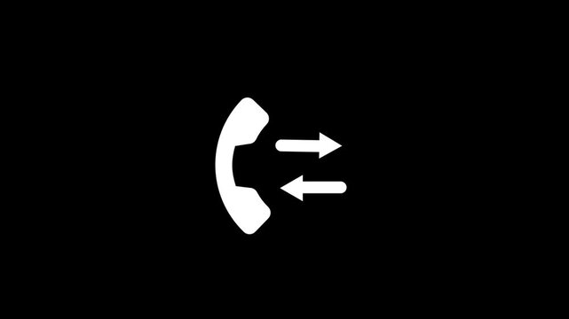 Incoming call phone receiver animation on black background. phone left and right arrow icon .