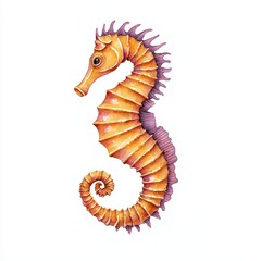 Fototapeta premium Detailed Illustration of a Colorful Seahorse in Ornate Style