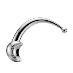 Curved metal object with ball end isolated on transparent background