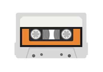Obraz premium A vintage audio cassette tape with an orange label.