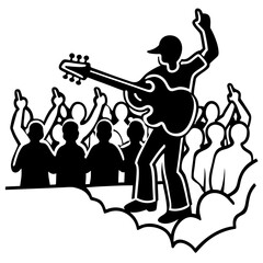 Guitarist performs for an enthusiastic crowd at a concert