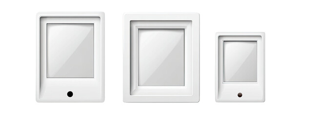 Three white rectangular framed light fixtures