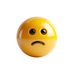 Fototapeta premium Sad yellow emoticon 3D render dark background, isolated on transparent background, perfect cutout, PNG