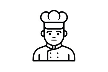 Monochrome chef portrait shows woman wearing uniform and tall hat for culinary job