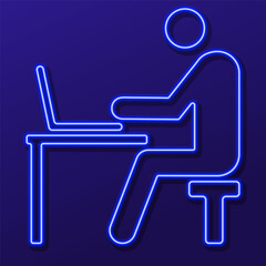 distant work neon sign, colorful modern design trends on black background. Vector illustration.