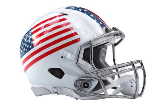 American Flag Football Helmet Design Patriotism Sports, isolated on transparent background, perfect cutout, PNG