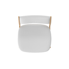 Scandinavian Wood Dining Chair, White Fabric, Top View 3D Render