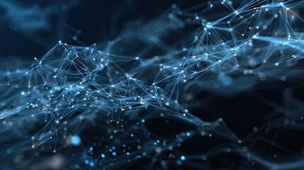 Experience the dynamic flow of interconnected data points, visualizing complex networks and abstract digital connections in a stunning blue light.