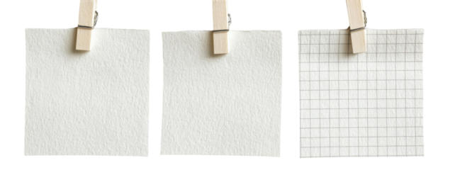 Three blank note papers, one plain, one gridded