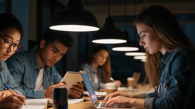 Professional woman pausing work to cross arms while camera slowly zooms in capturing thoughtful workplace moment