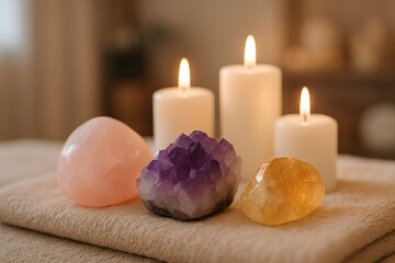 Crystals, Candles, and Serenity A Peaceful Composition