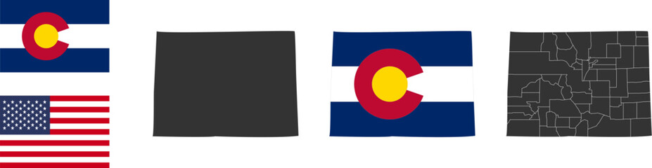 Colorado state of USA. Colorado flag and territory. States of America territory. Separate states. Vector