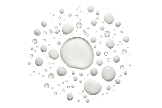 Purity of Water Droplets: Transparent water droplets in a captivating close-up view, representing refreshment and hydration, evoke feelings of serenity and rejuvenation.