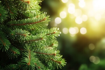 A close-up view of pine needles with raindrops clinging to them after a summer downpour