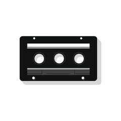 Fototapeta premium Black cassette tape with round detail illustration on a white background