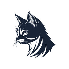 Obraz premium Isolated dark navy stylized silhouette of a bobcat head on white background