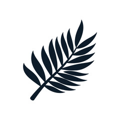 Fototapeta premium Dark blue palm leaf icon on white background illustration design