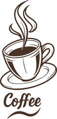 Steaming Cup of Coffee Illustration Brewed with Love and Drawn Skillfully