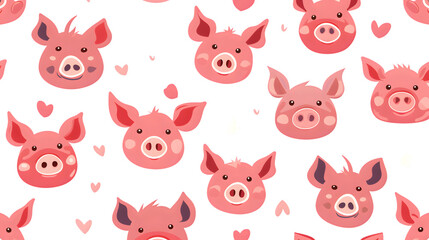 Vibrant Head Pigs Pattern Illustration in Style 3
