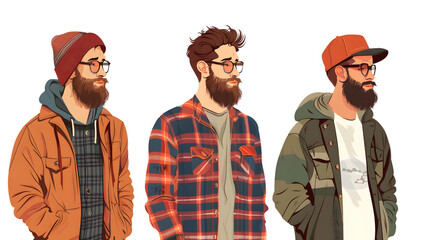 Hipster Men Style Illustration - Creative Fashionable Artwork for Graphic Design Projects