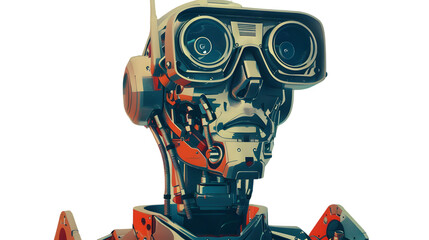 Vintage Robot Hipster Illustration in Retro Style for Creative Projects