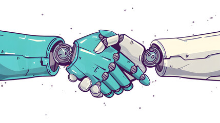 Professional Human-Robot Handshake Agreement Illustration for Business Contracts and Technology Connections