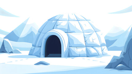 Modern Igloo Ice House Flat Design Illustration for Creative Projects