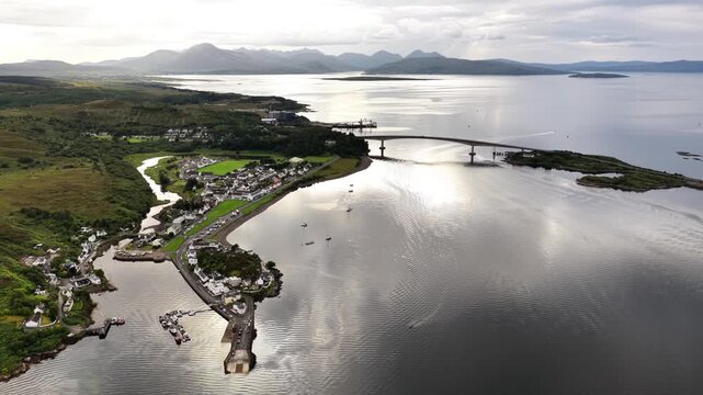 Stunning aerial views of Ilse of Skye showcasing lush landscapes and serene waters