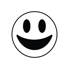 Smiling face outline icon isolated on white background for design