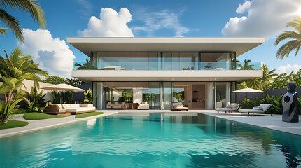 Fototapeta premium A luxurious modern twostory villa
