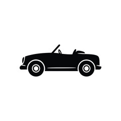 Naklejka premium Black convertible car icon illustration on white background depicting vehicle style
