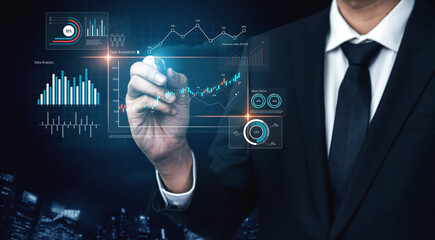 Data analytics dashboard with charts, indicators, and performance metrics, reveals trends, data analytics drives growth, supports insight, and data analytics improves decisions. Vouch