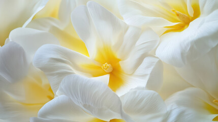 Obraz premium Soft yellow accents on delicate white petals create serene and calming atmosphere, perfect for evoking feelings of tranquility and beauty in nature