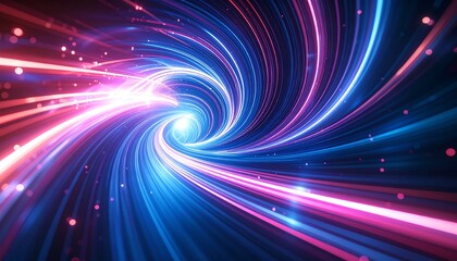 Obraz premium Colorful light swirl creating a dynamic tunnel effect with flowing blue and pink hues