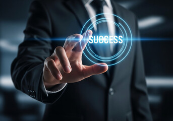 Obraz premium Blue arrow with the word leadership stands out from many white arrows pointing in the same direction
