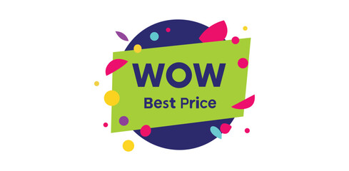 Sale label, colorful modern discount banner with geometric shapes and bold typography for promotion special offer advertising marketing and retail price tag designs

