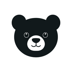 Fototapeta premium Simple flat black and white icon illustration of a bear head