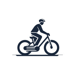 Cyclist on a bike icon silhouette design with a white background