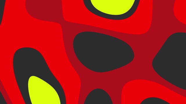 Abstract pattern suitable for backgrounds, textiles, and packaging design. Red, black, and yellow organic shapes create a dynamic visual impact.