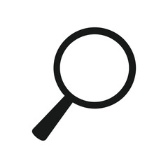 Black outline magnifying glass icon, search symbol on white background