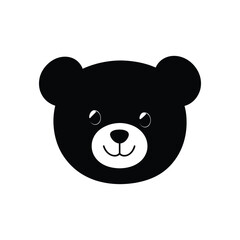 Obraz premium Black bear head icon illustration on white background perfect for children