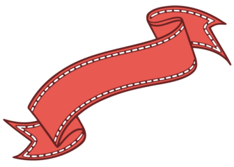 A red banner ribbon, a decorative element for design, perfect for adding a vintage touch isolated on transparent background