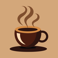 Fototapeta premium Brown Coffee Cup Illustration with Steam Aromatic Beverage Vector Design Concept