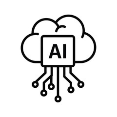 Fototapeta premium Vector art of artificial intelligence cloud computing technology with ai chip and network connections, isolated on white background