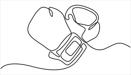 Boxing gloves illustration with line style design. Boxing glove in one continuous single line art drawing style. Boxing gloves line. one line continuous draw.